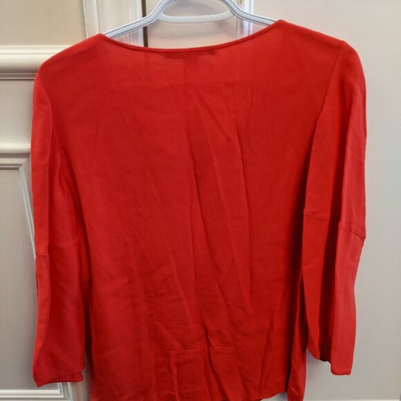 Diane Von Furstenberg women's orange 3/4 sleeve blouse in size 4 - Picture 2 of 8
